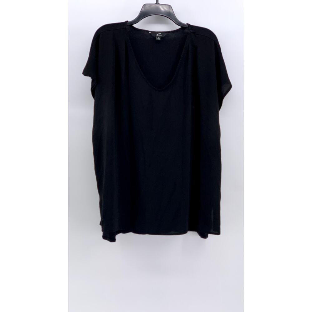 GNU Women's Plus Black V-Neck Short Sleeve Top SZ 2X